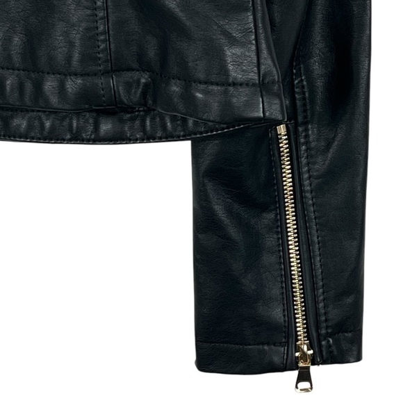 NWT Sinsay Outerwear Vegan Leather Black Moto Jacket Size XS - Picture 10 of 14